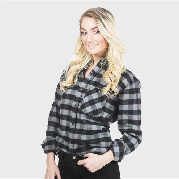 The Vermont Flannel Co - Unisex Size XS Fitted Flannel Gray Buffalo Plaid USA - Picture 1 of 11